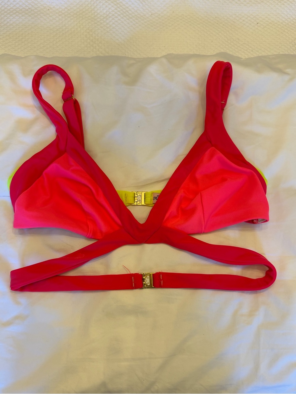 Agent Provocateur Neon Pink Wrap Bikini Top